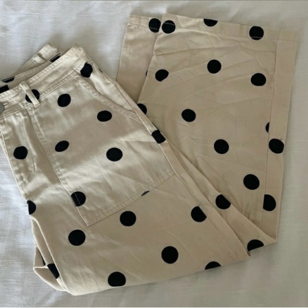 Who What Wear Polka Dot High Waisted Crop Jeans size 10
